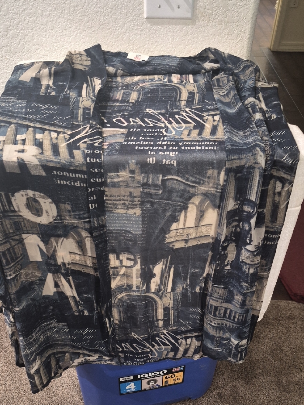 Stylish Navy and Cream Graphic Men’s Shirt